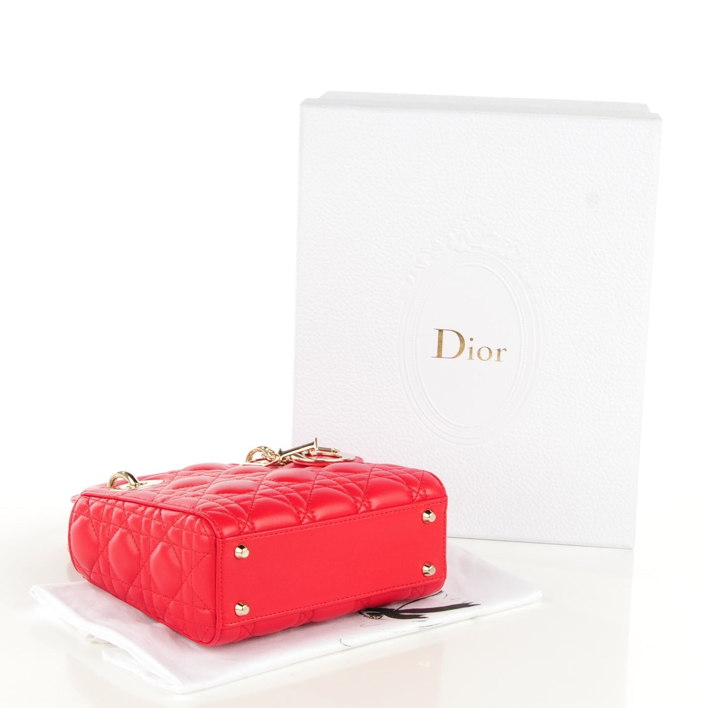 Lambskin Cannage Mini Lady Dior Red