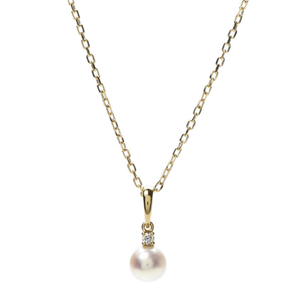 Mikimoto 18K Yellow Gold Diamond Akoya Pearl 6mm Drop Pendant Necklace 6 of 7