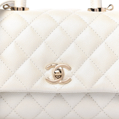 Chanel Iridescent Caviar Quilted Extra Mini Coco Handle Flap Ivory 10 of 10