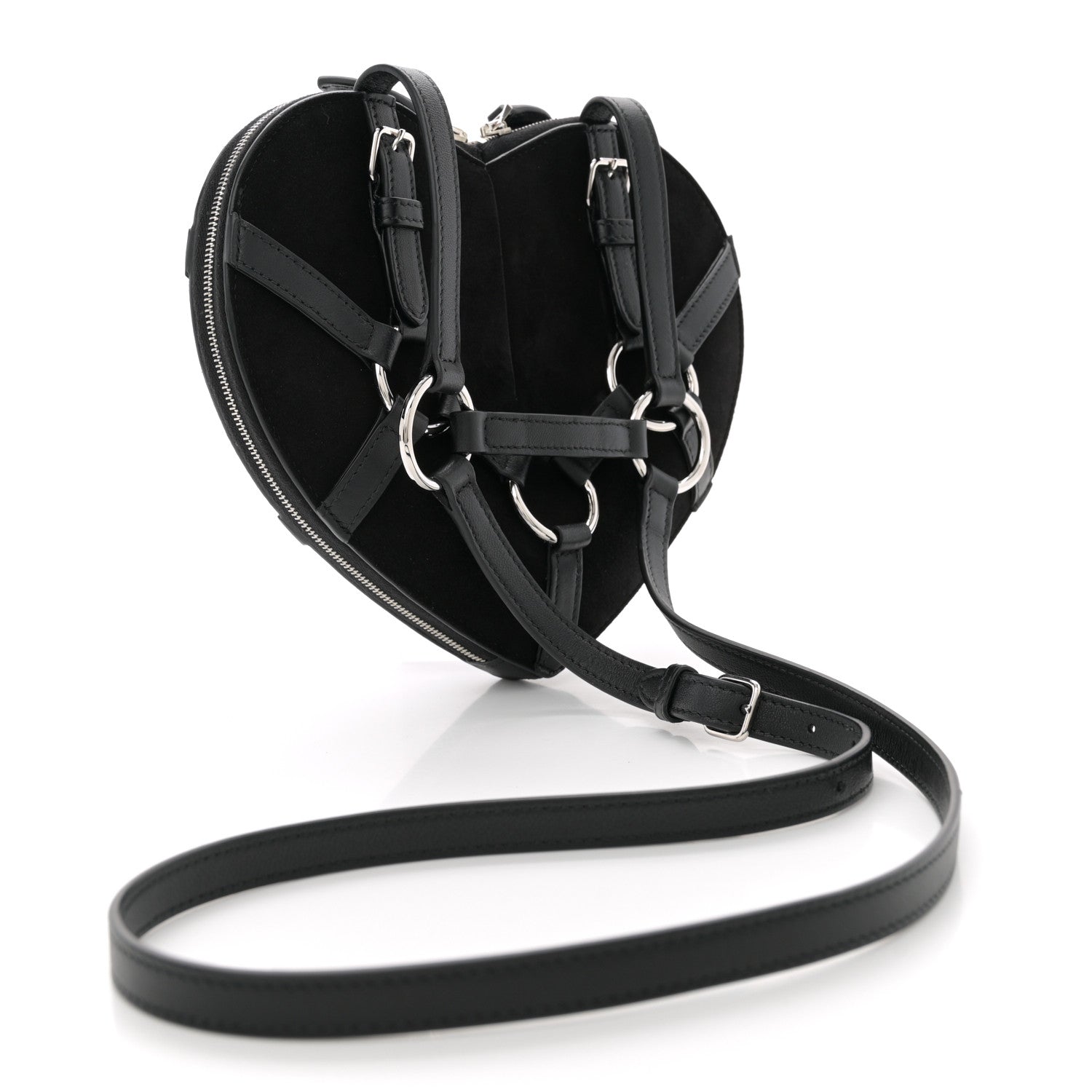 Alaia Suede Goatskin Harness Le Coeur Bag Black 2 of 10