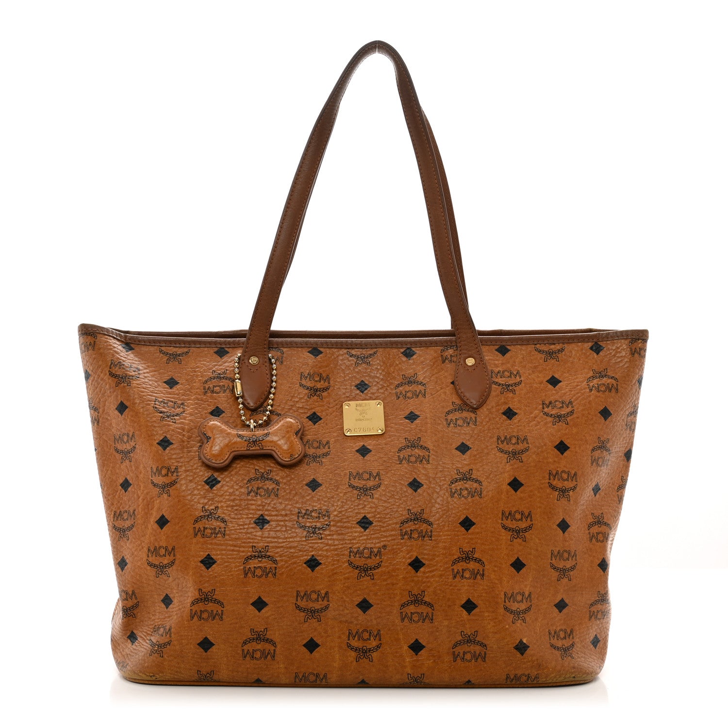 MCM Visetos Dog Bone Shopper Tote Cognac 1 of 12