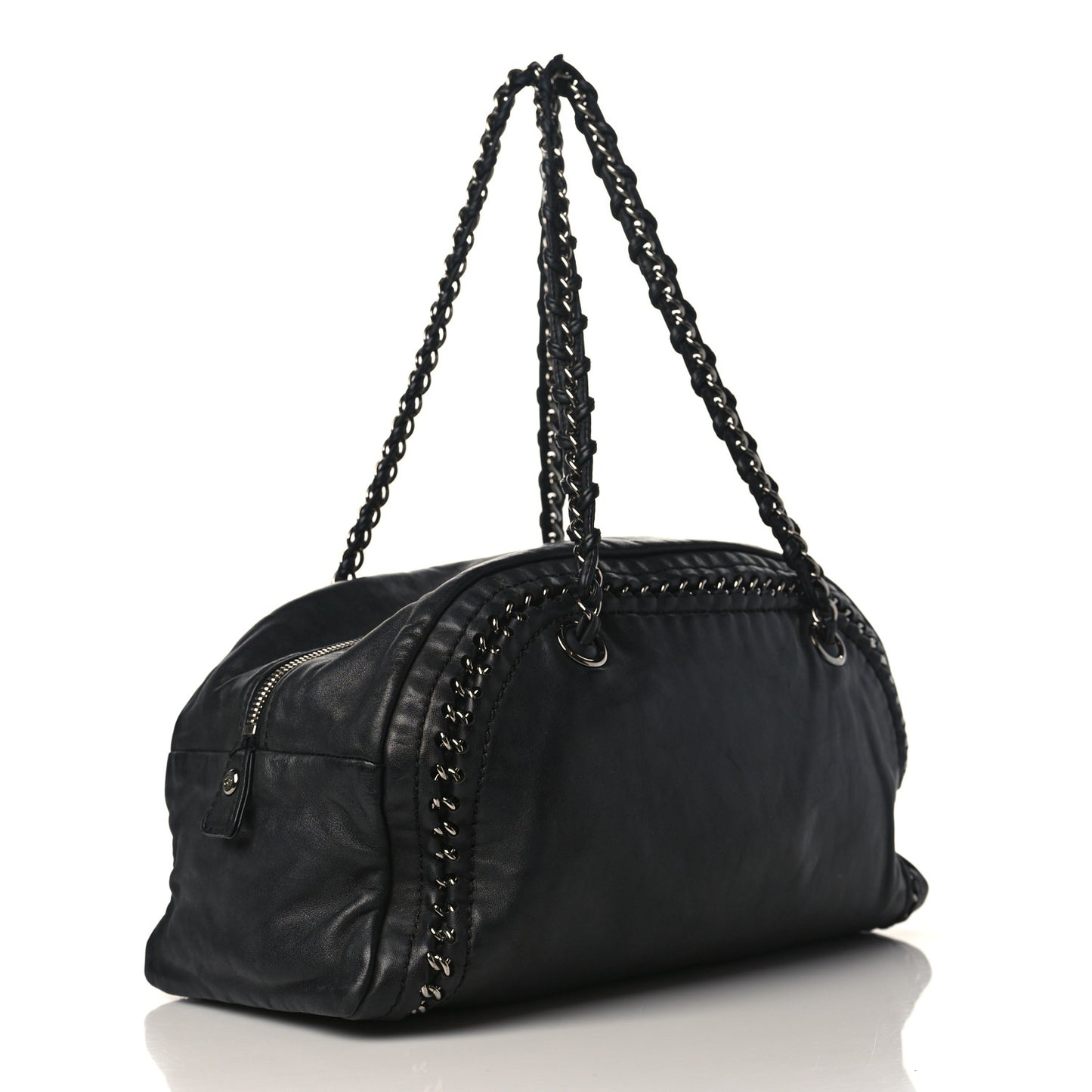 Goatskin Medium Luxe Ligne Bowler Black