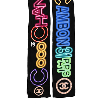 Chanel Silk Neon CC Bandeau Scarf Black Multicolor 2 of 3