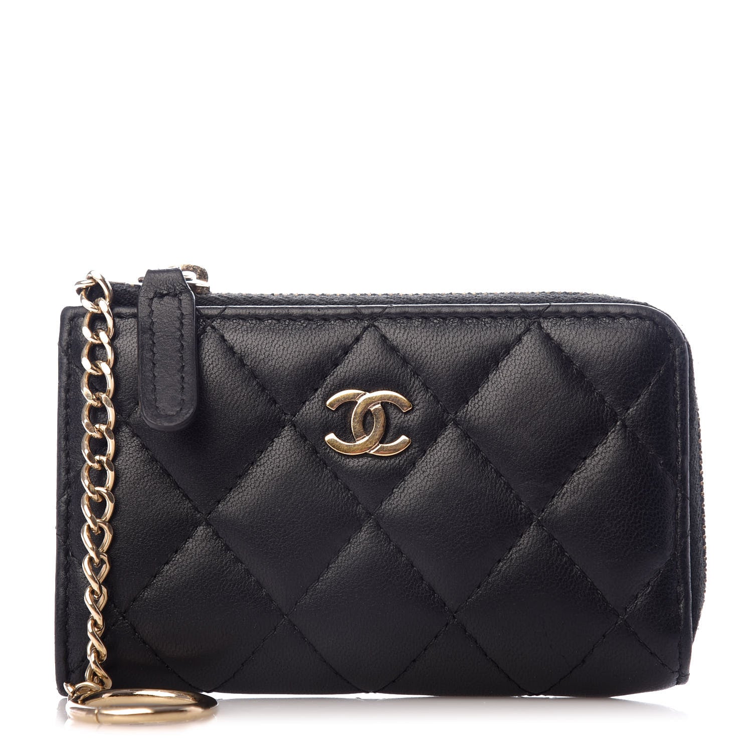 Chanel Lambskin Quilted Key Holder Case Black 1 of 8