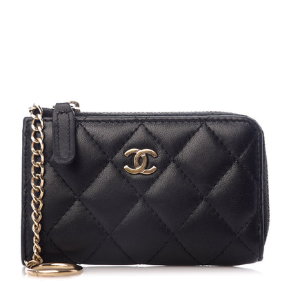 Chanel Lambskin Quilted Key Holder Case Black 1 of 8