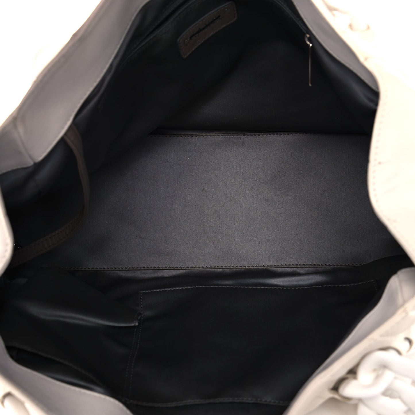 Calfskin Modern Chain Rhodoid East West Tote White