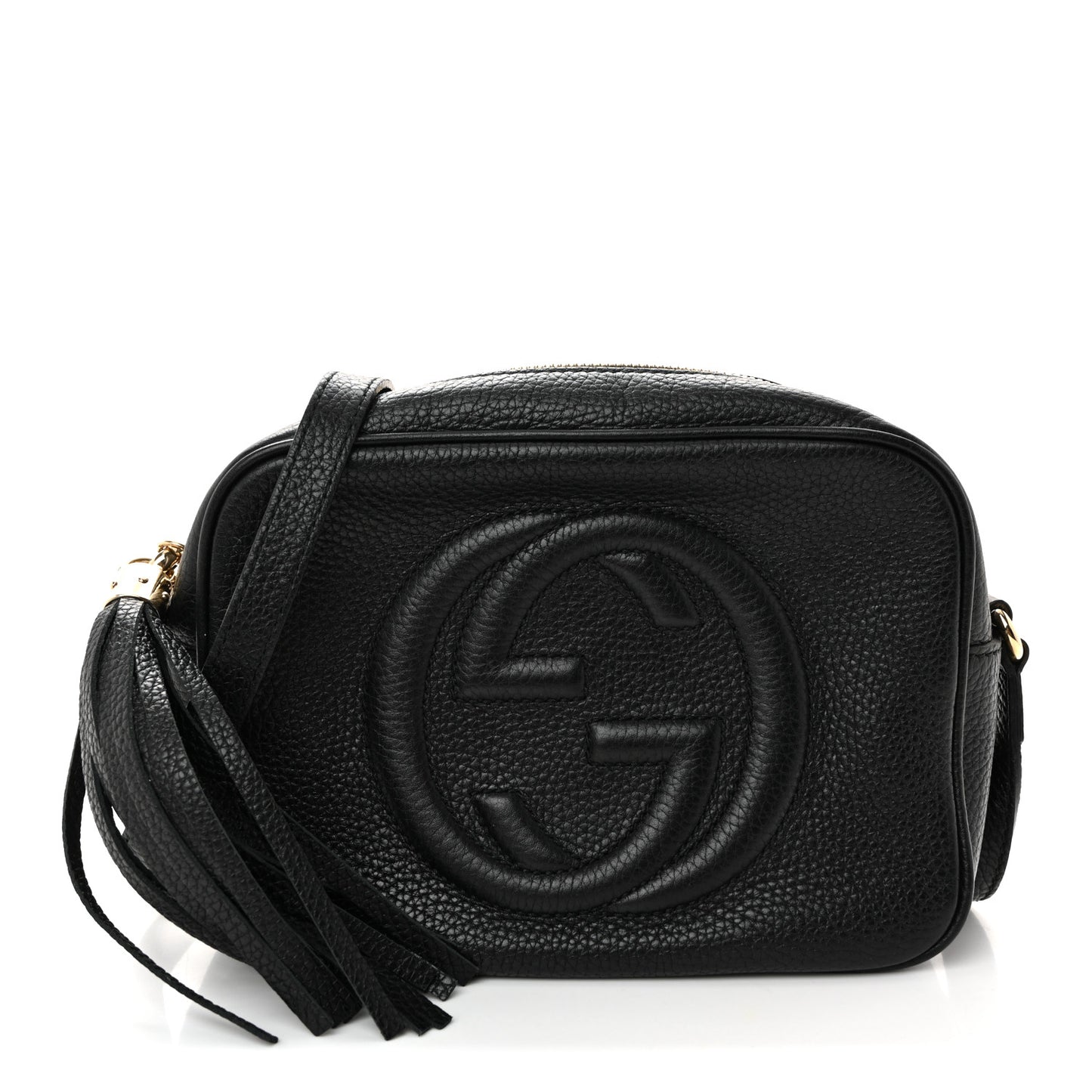Pebbled Calfskin Small Soho Disco Bag Black
