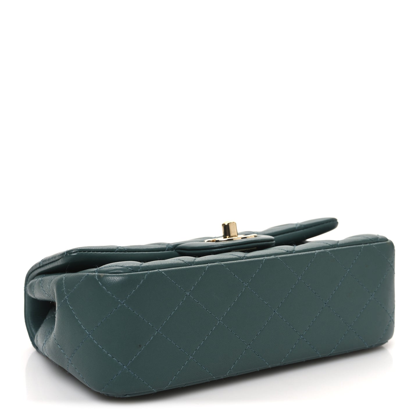 Lambskin Quilted Mini Rectangular Flap Dark Green