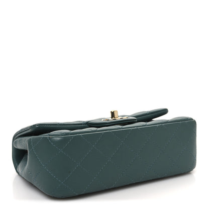 Chanel Lambskin Quilted Mini Rectangular Flap Dark Green 4 of 13