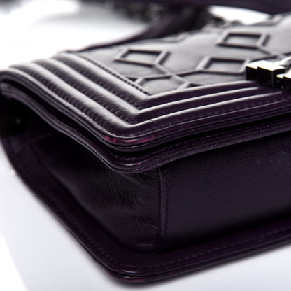Chanel Calfskin Crystal Embossed Small Boy Flap Plum 14 of 20