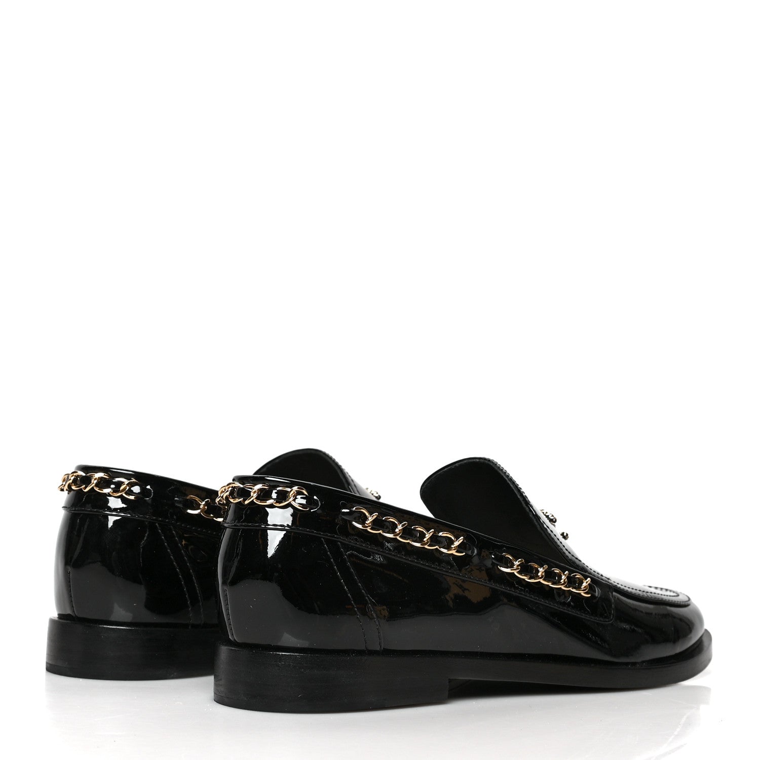 Chanel Patent Calfskin CC Chain Mocassin Loafers 38.5 Black 4 of 9