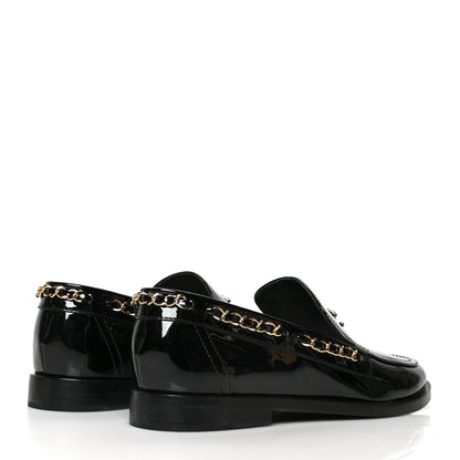 Chanel Patent Calfskin CC Chain Mocassin Loafers 38.5 Black 4 of 9