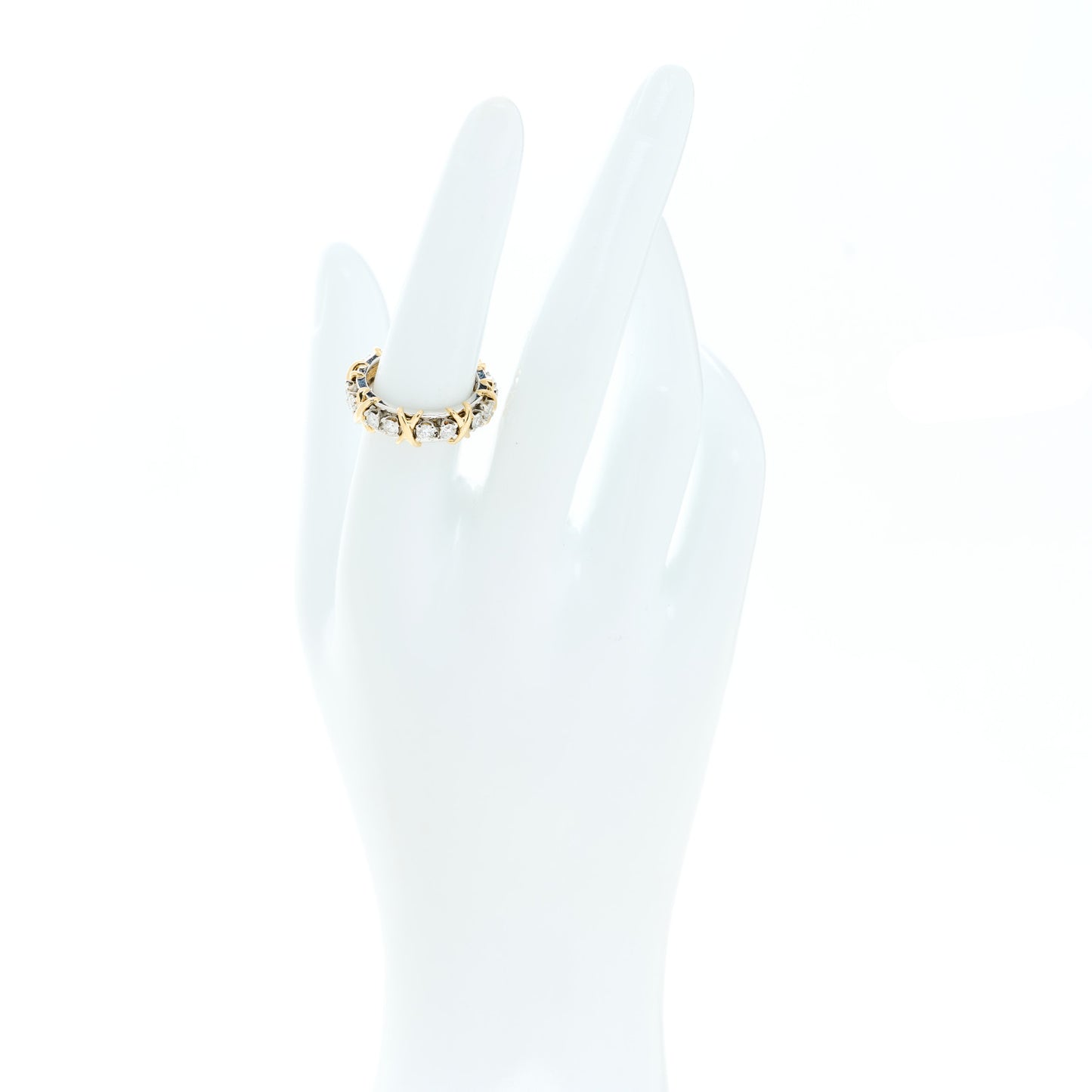 Platinum 18K Yellow Gold Diamond Schlumberger Sixteen Stone Ring 54/6.75