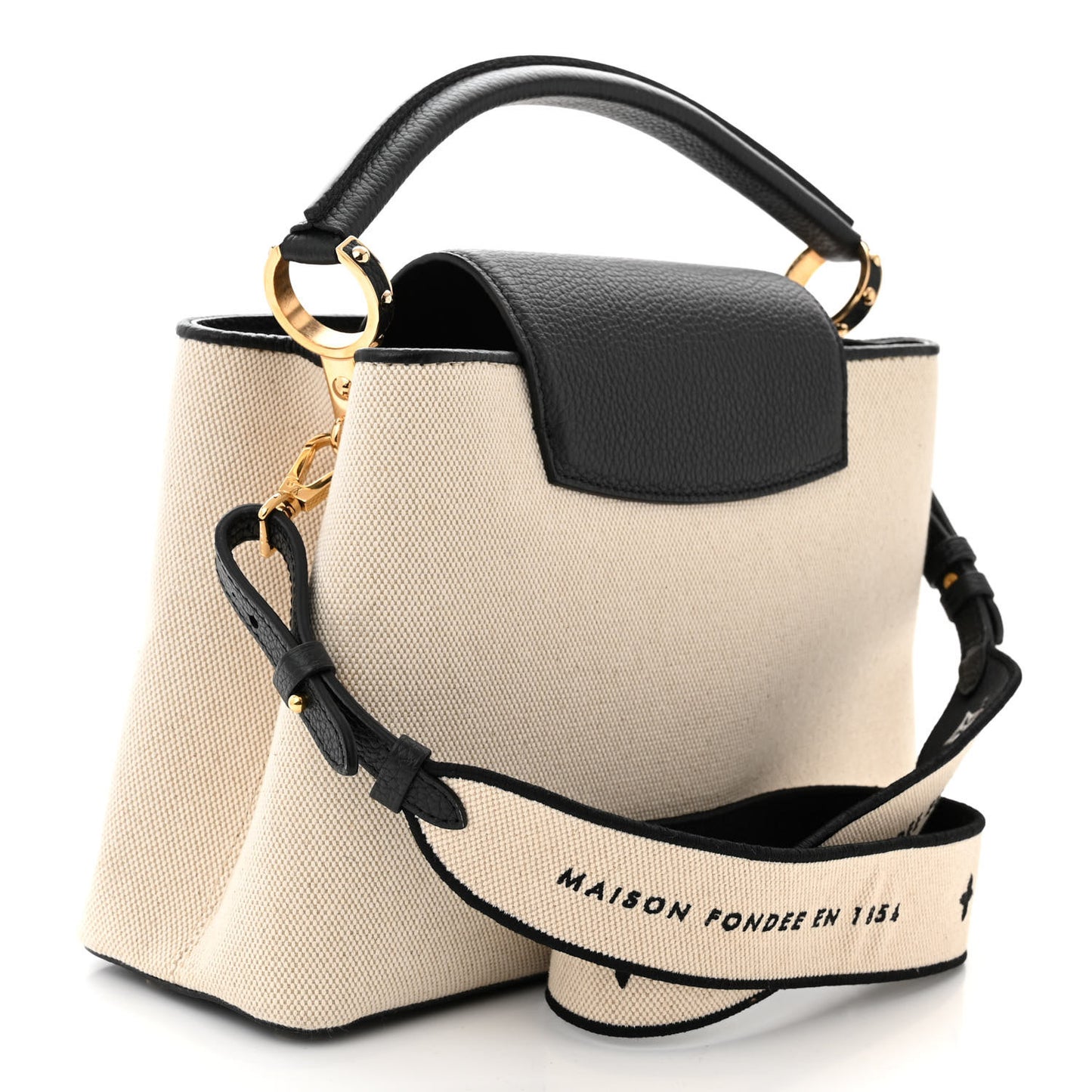 Canvas Taurillon Capucines MM Black