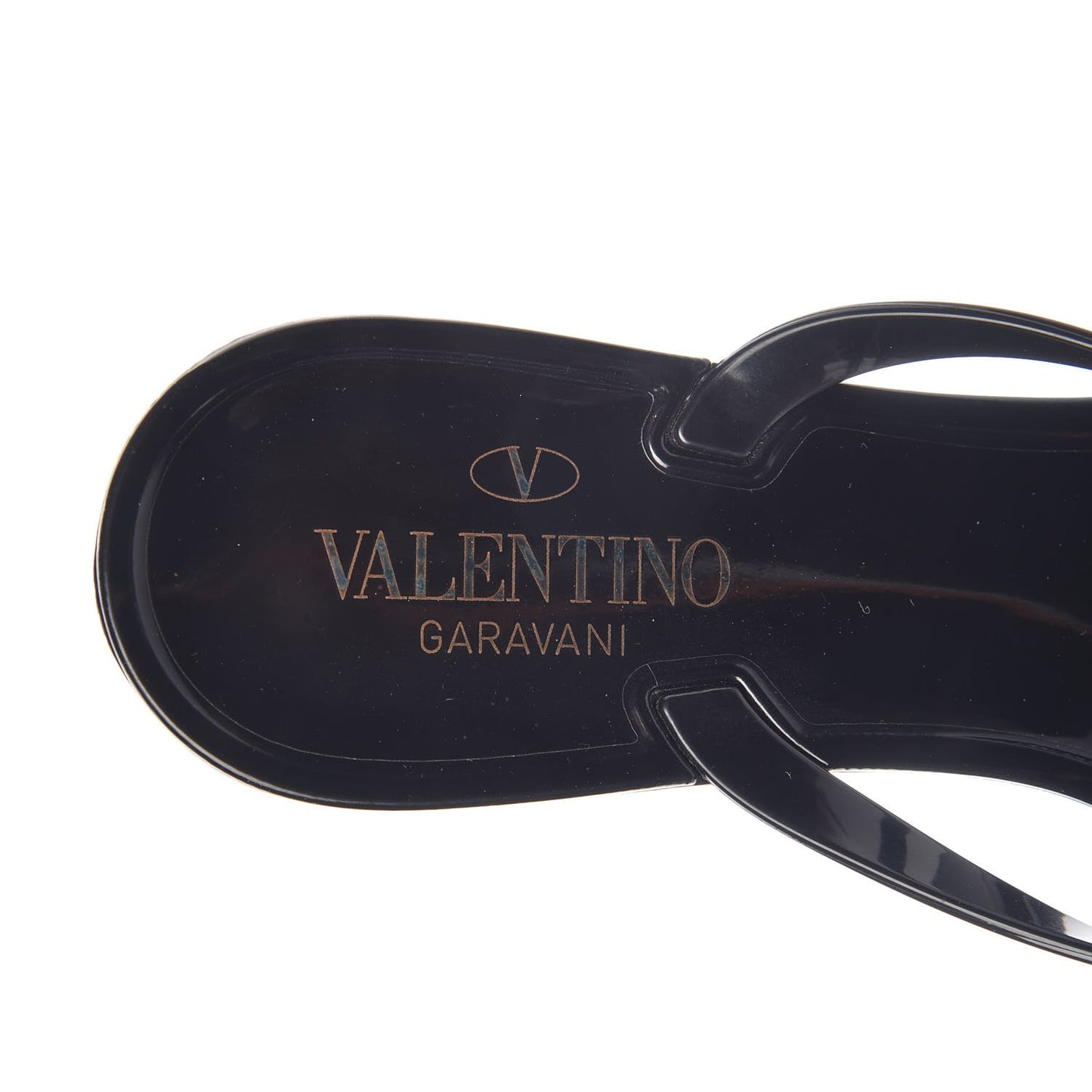 PVC Jelly Rockstud Bow Thong Sandals 40 Black