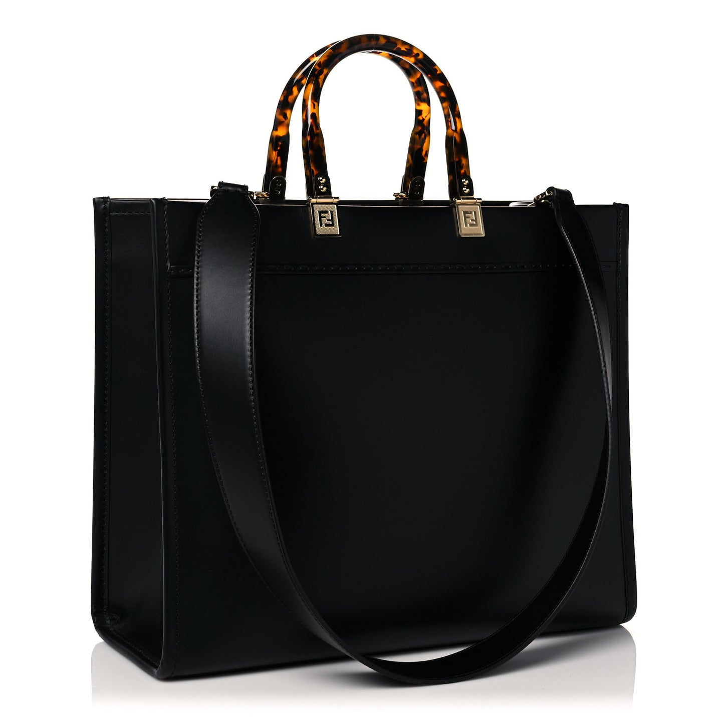Vitello King Plexiglass Medium Fendi Sunshine Shopper Tote Black