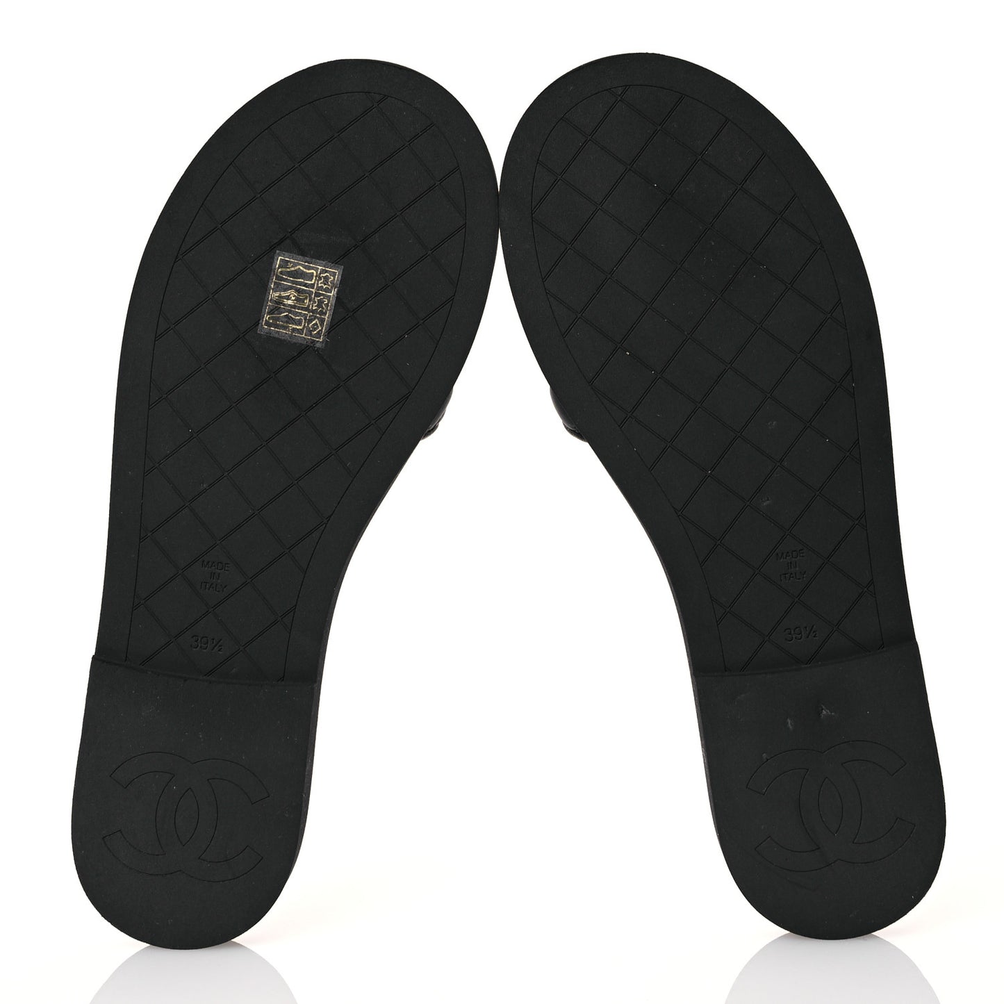 Lambskin Quilted Textured CC Mules Sandals 39.5 Black