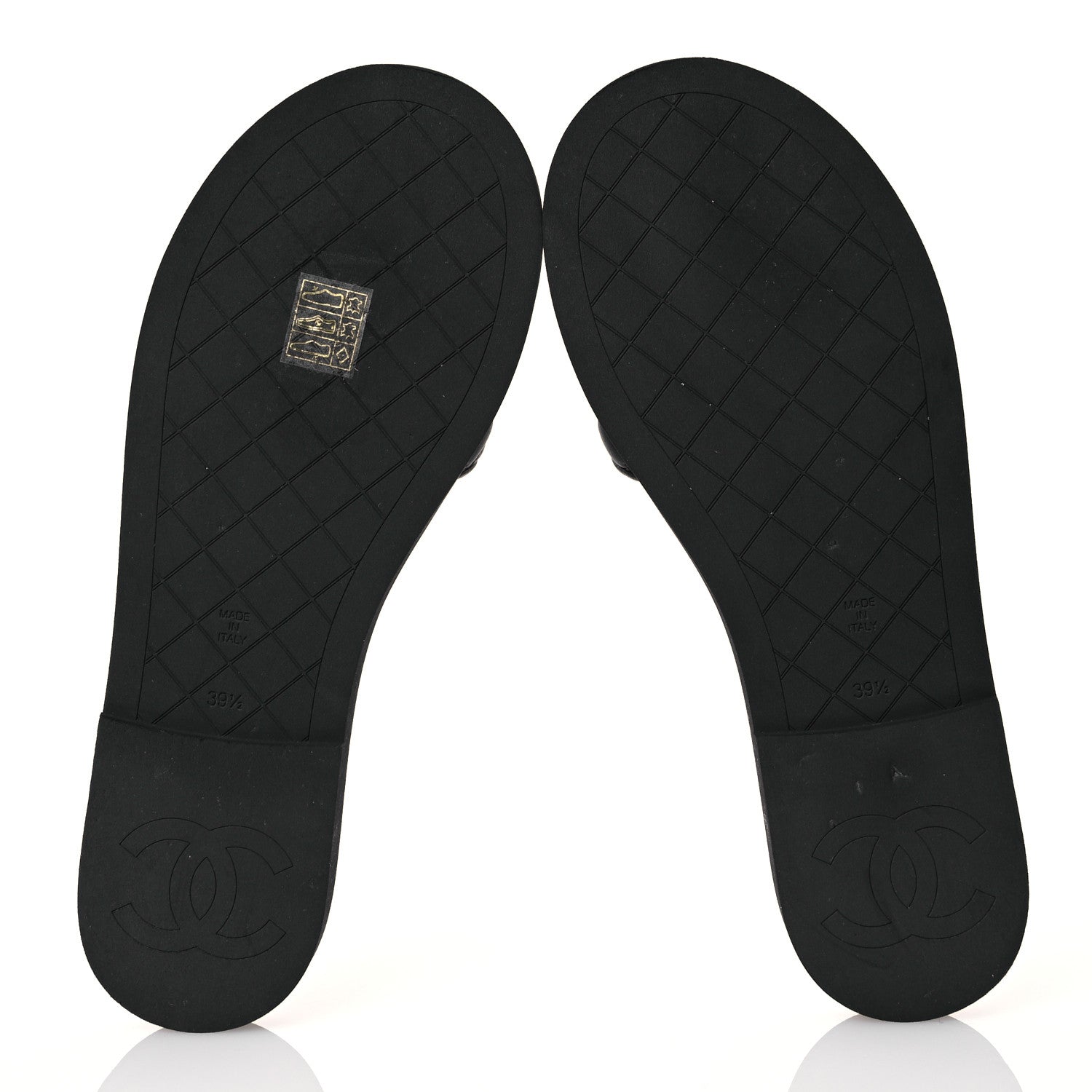 Chanel Lambskin Quilted Textured CC Mules Sandals 39.5 Black 6 of 9