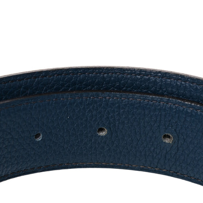 Hermes Togo Box 32mm Guilloche H Belt 80 Black Bleu De Prusse 4 of 8