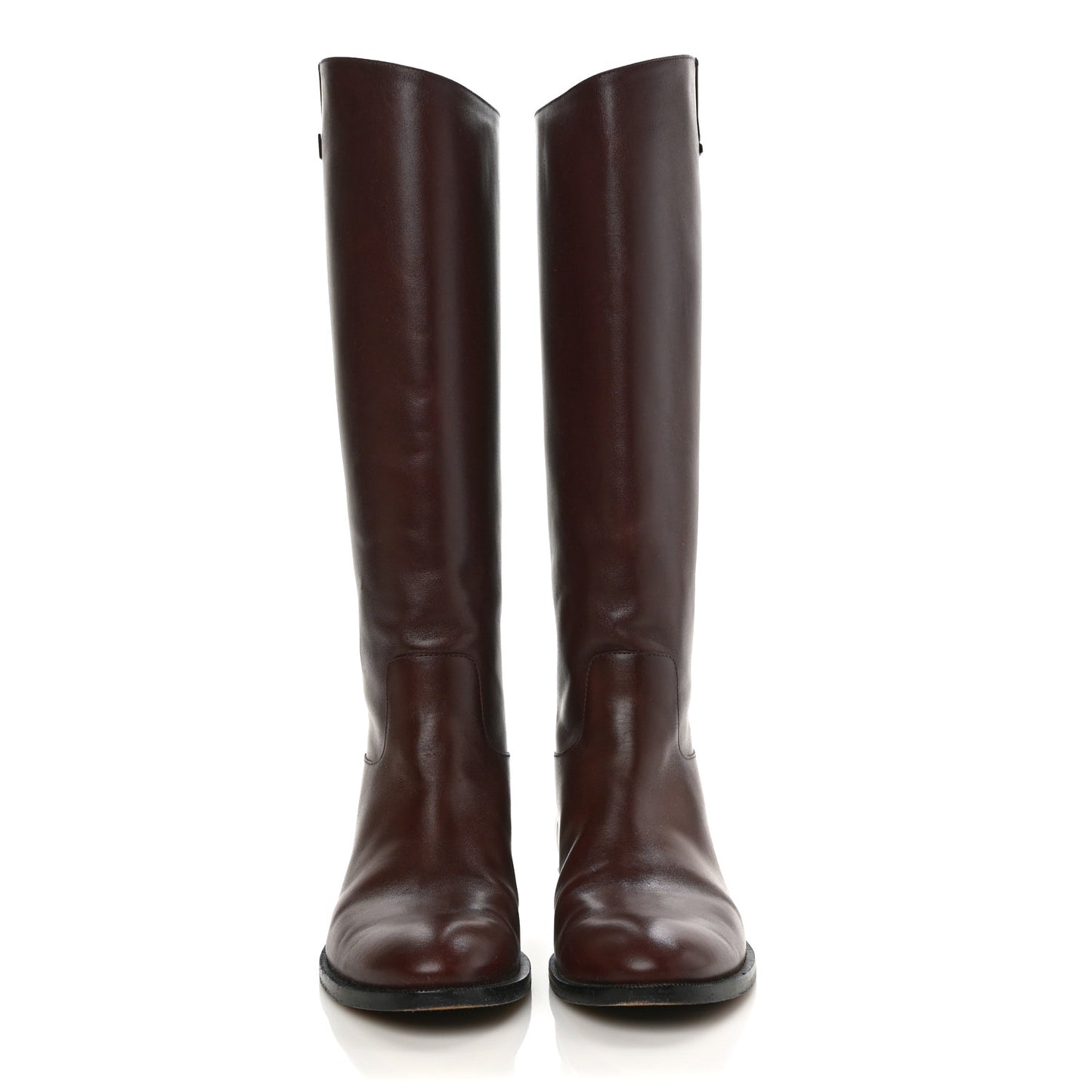Calfskin Heritage Flat High Boots 37.5 Brown