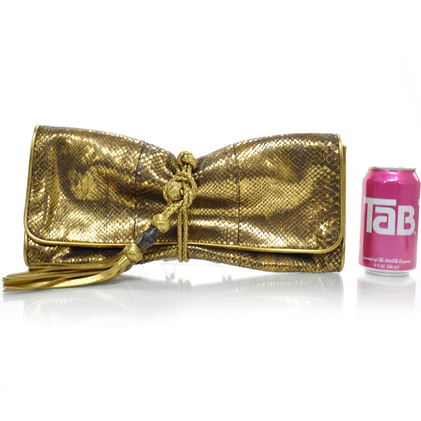 Metallic Python Malika Clutch Gold