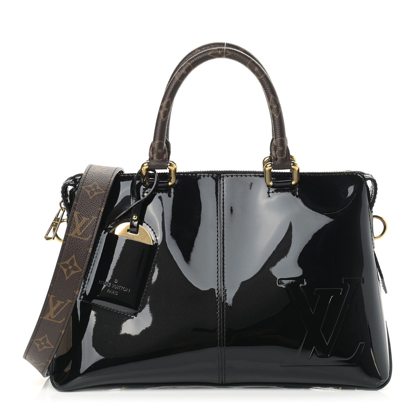 Patent Calfskin Miroir Tote Black