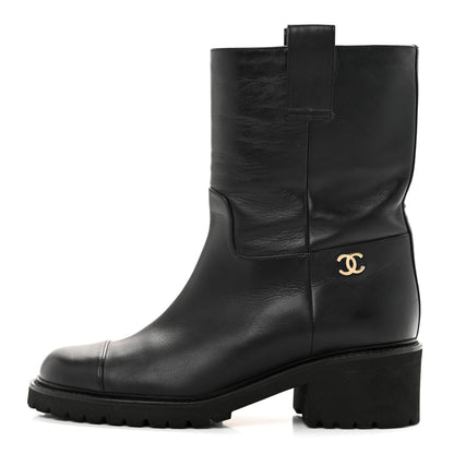 Chanel Calfskin CC Ankle Boots 39 Black 1 of 11