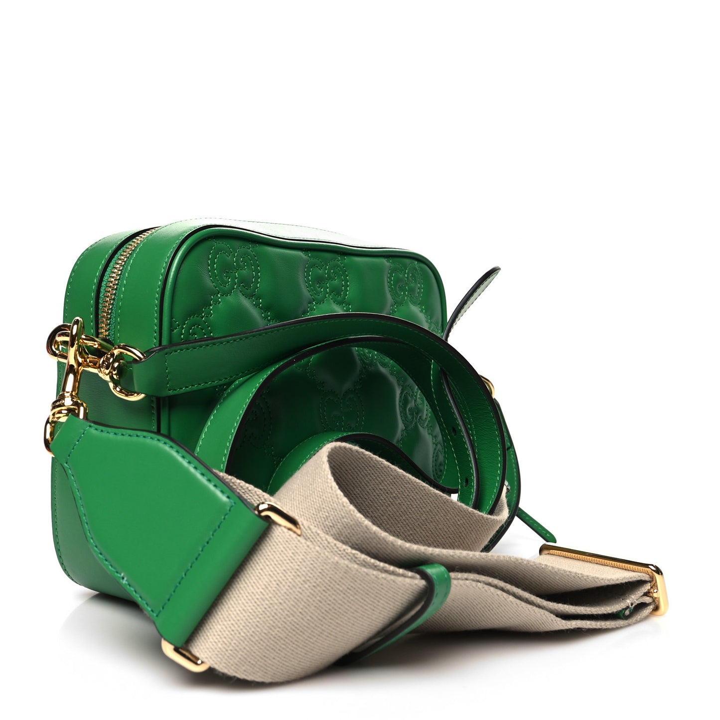 Calfskin GG Matelasse Shoulder Bag Spring Green Natural