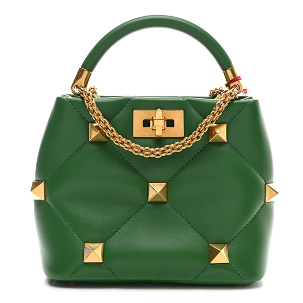 Valentino Garavani Nappa Small Roman Stud The Handle Bag Gea Green