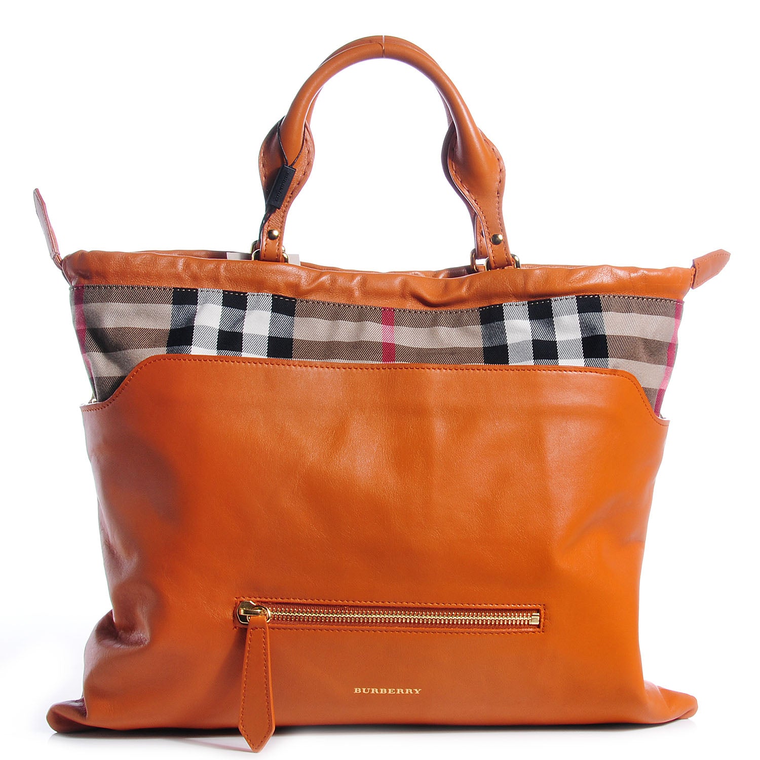 Burberry Calfskin House Check Big Crush Tan 1 of 9