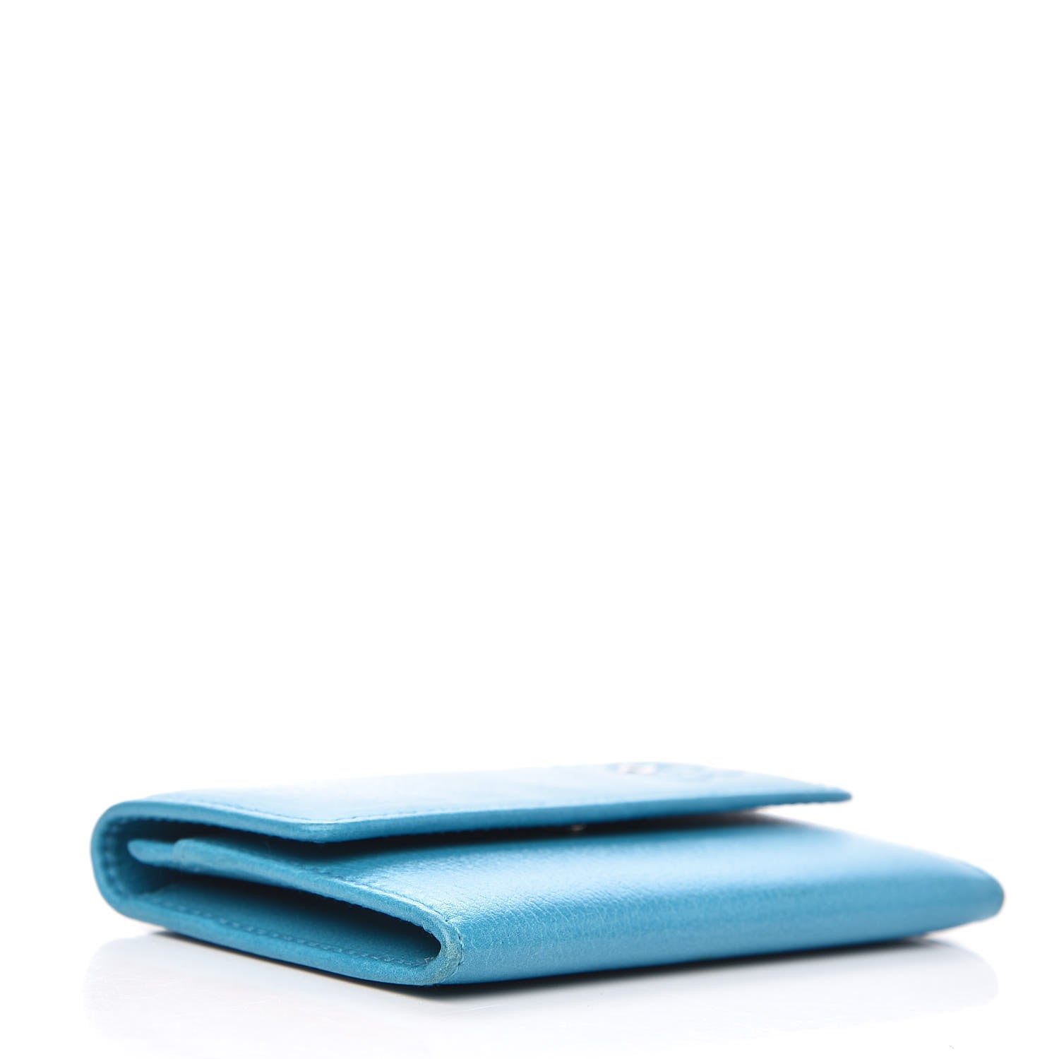Chanel Goatskin Camellia Embossed Card Holder Turquoise 4 of 11