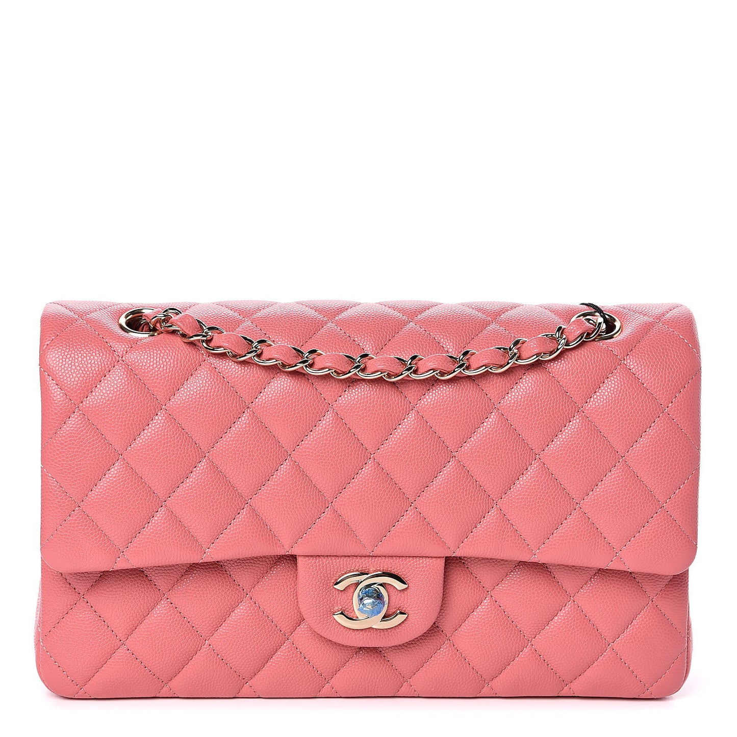 Caviar Quilted Medium Double Flap Pink