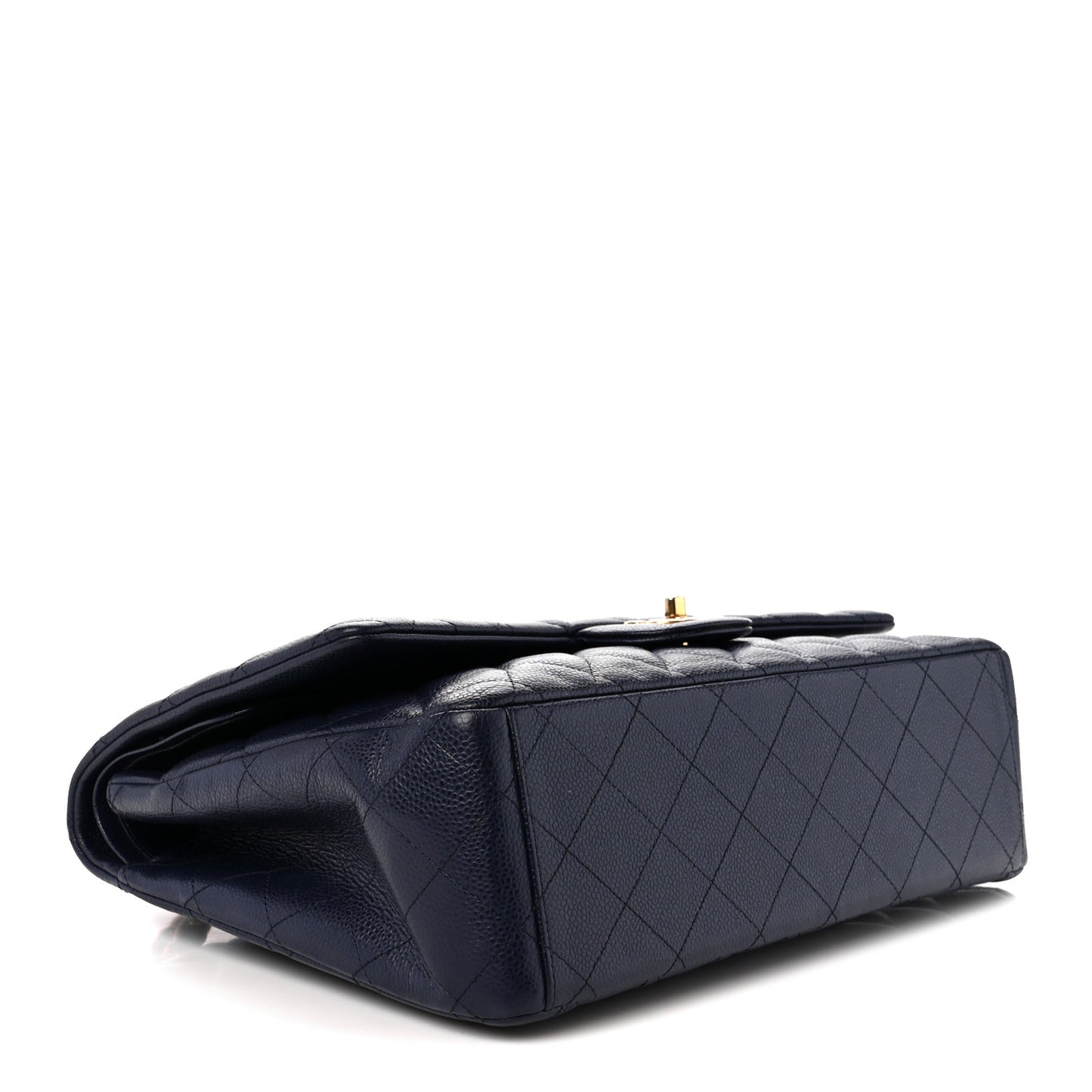 Caviar Quilted Maxi Double Flap Navy Blue