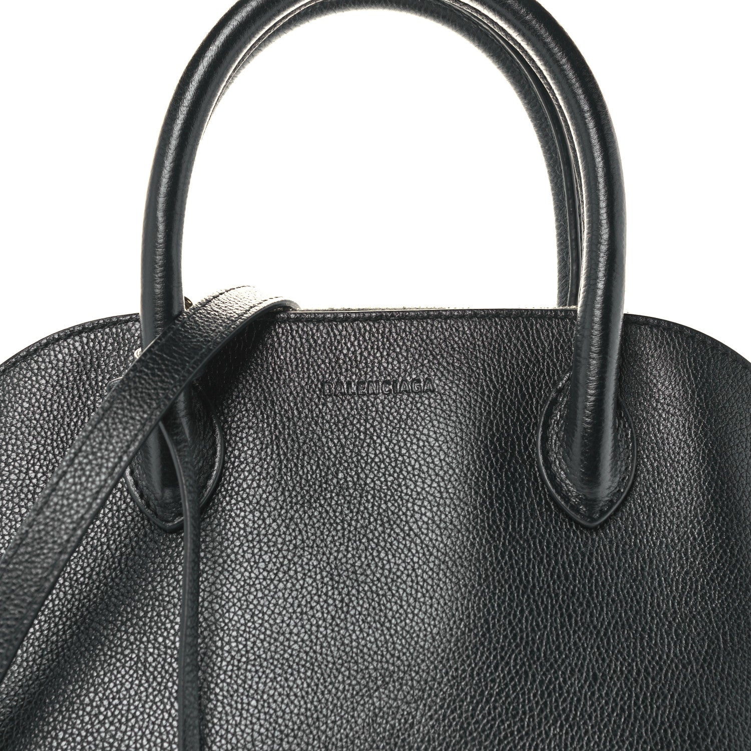Balenciaga Grained Calfskin Logo S Ville Top Handle Bag Black White 8 of 10