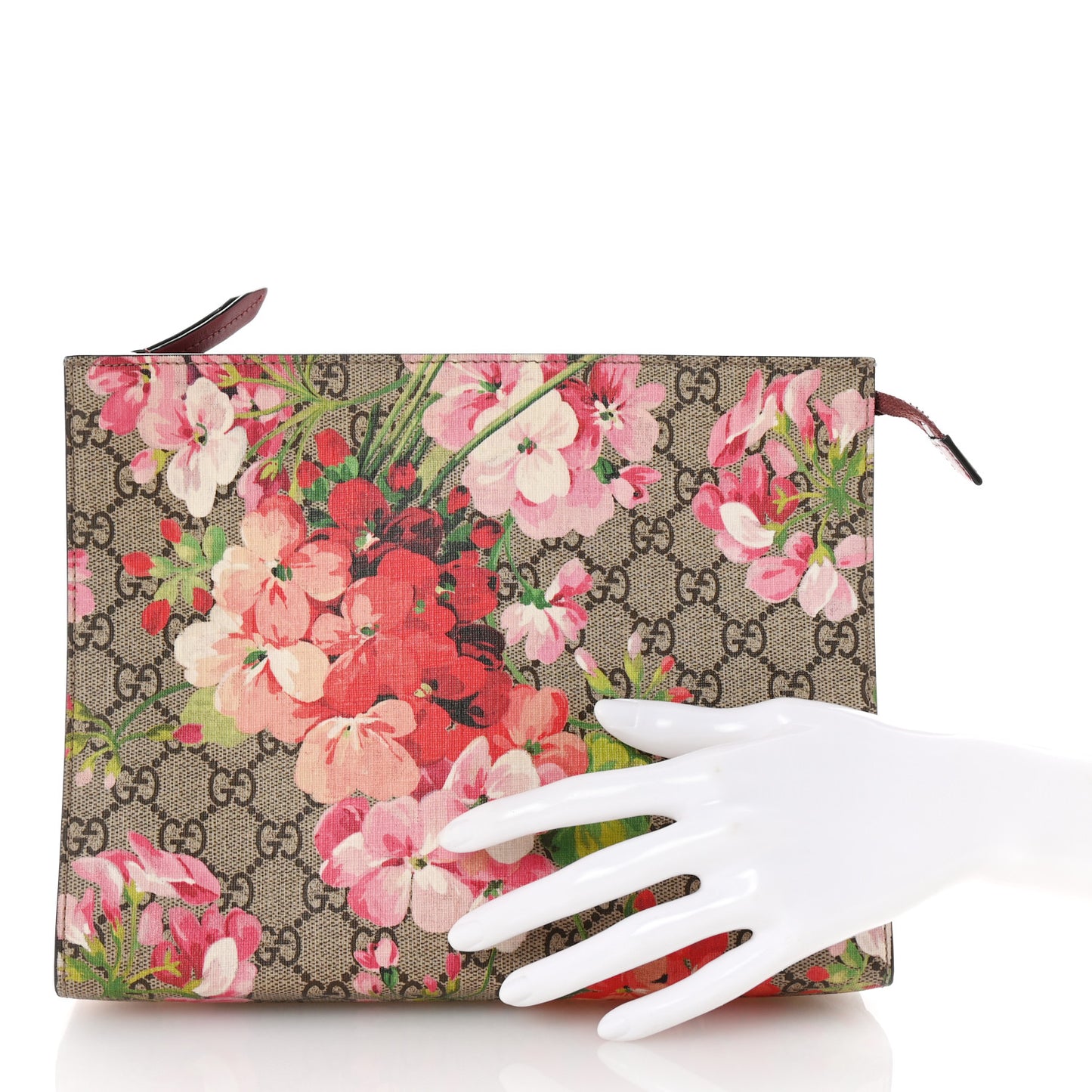 GG Supreme Monogram Blooms Large Cosmetic Case Beige Multicolor Dry Rose