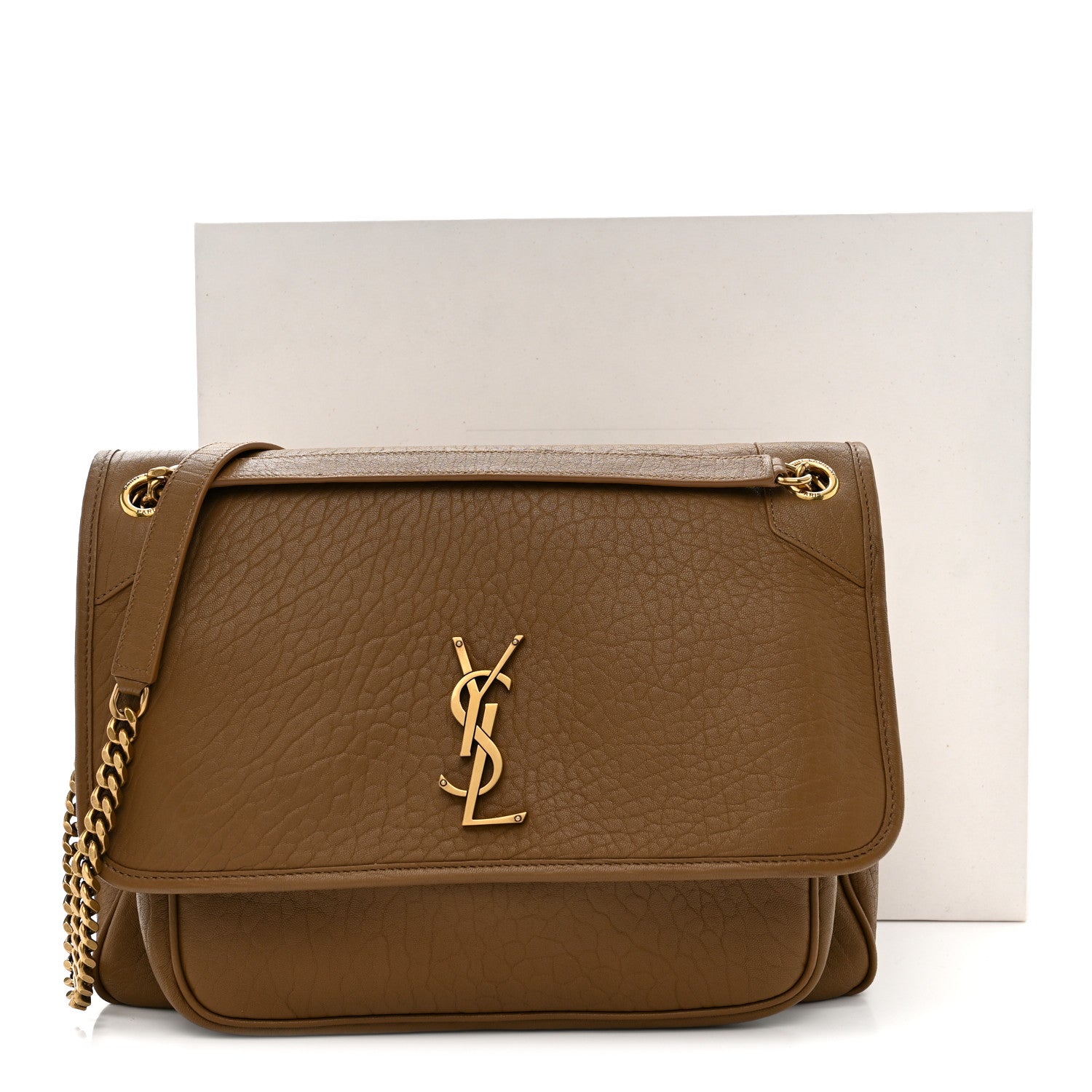 Saint Laurent Grained Lambskin Monogram Large Niki Chain Satchel Dark Cork 12 of 12