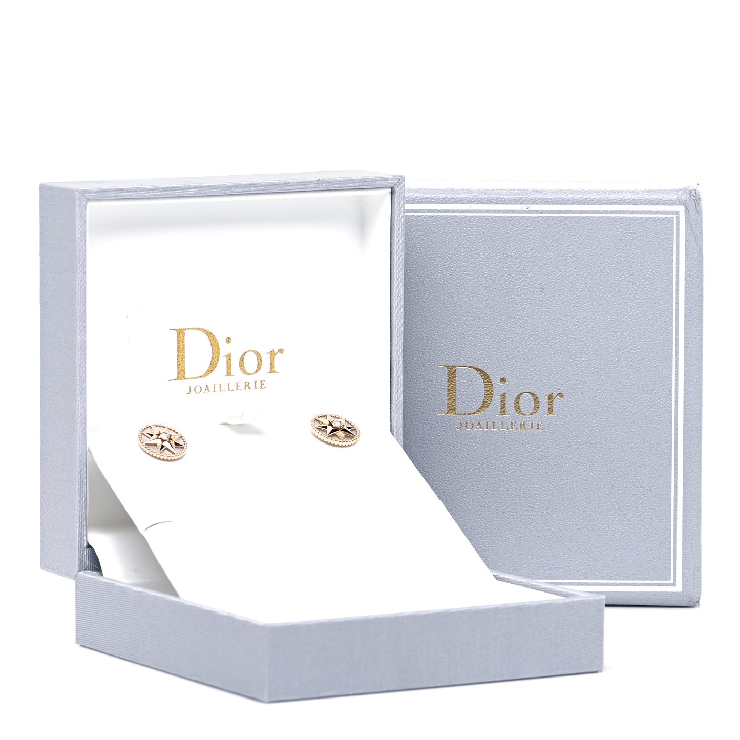 18K Yellow Gold Diamond Mother of Pearl Large Rose Des Vents Earrings