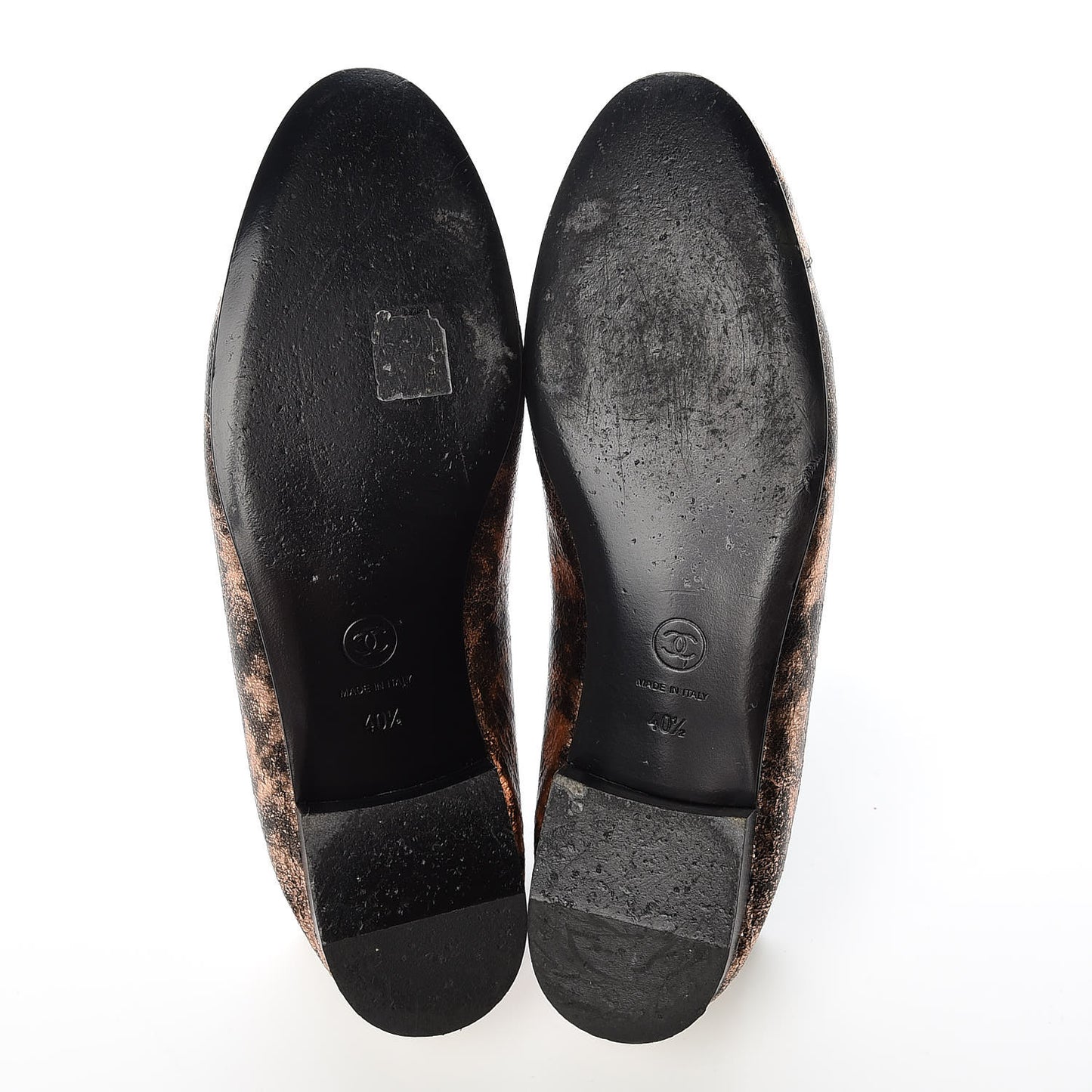 Laminated Suede Goatskin Cap Toe CC Ballerina Flats 40.5 Bronze