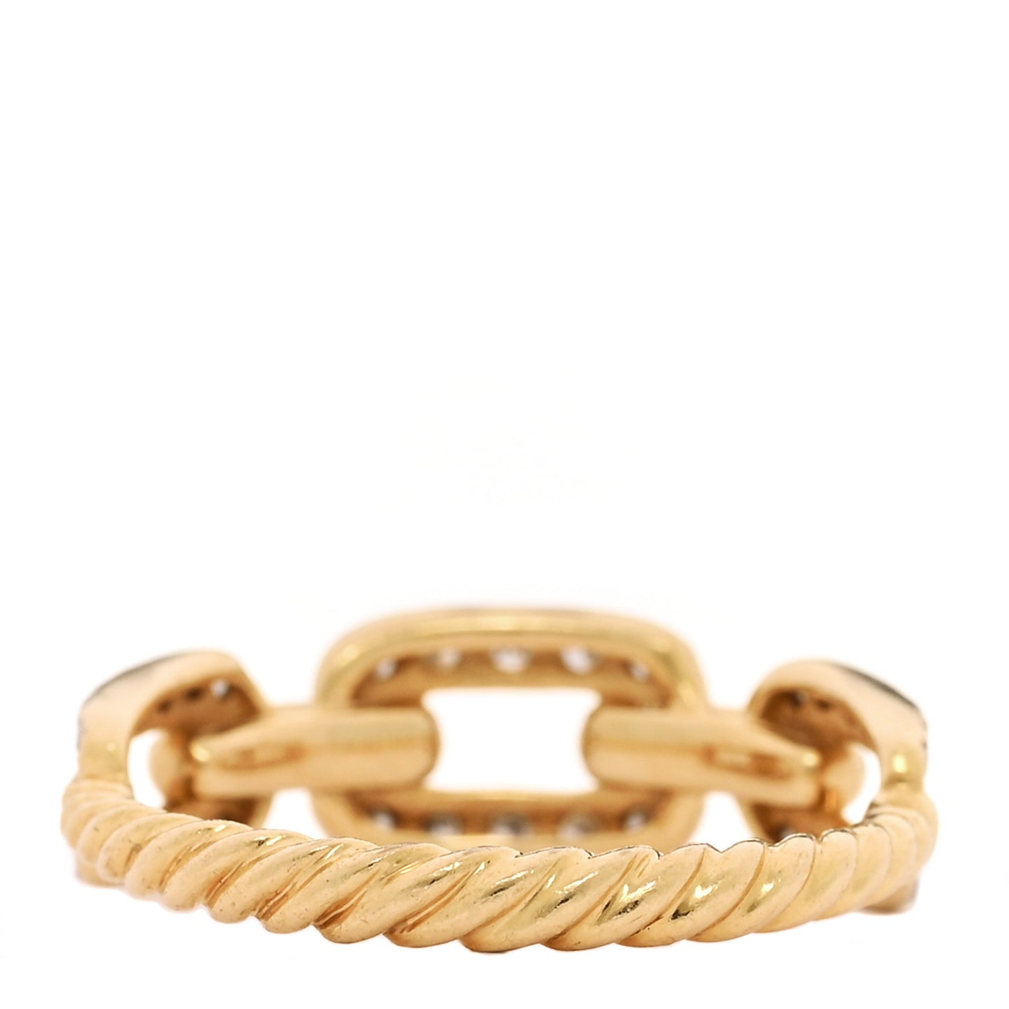 18K Yellow Gold Diamond 7mm Stax Single Row Chain Link Ring 56 7.75