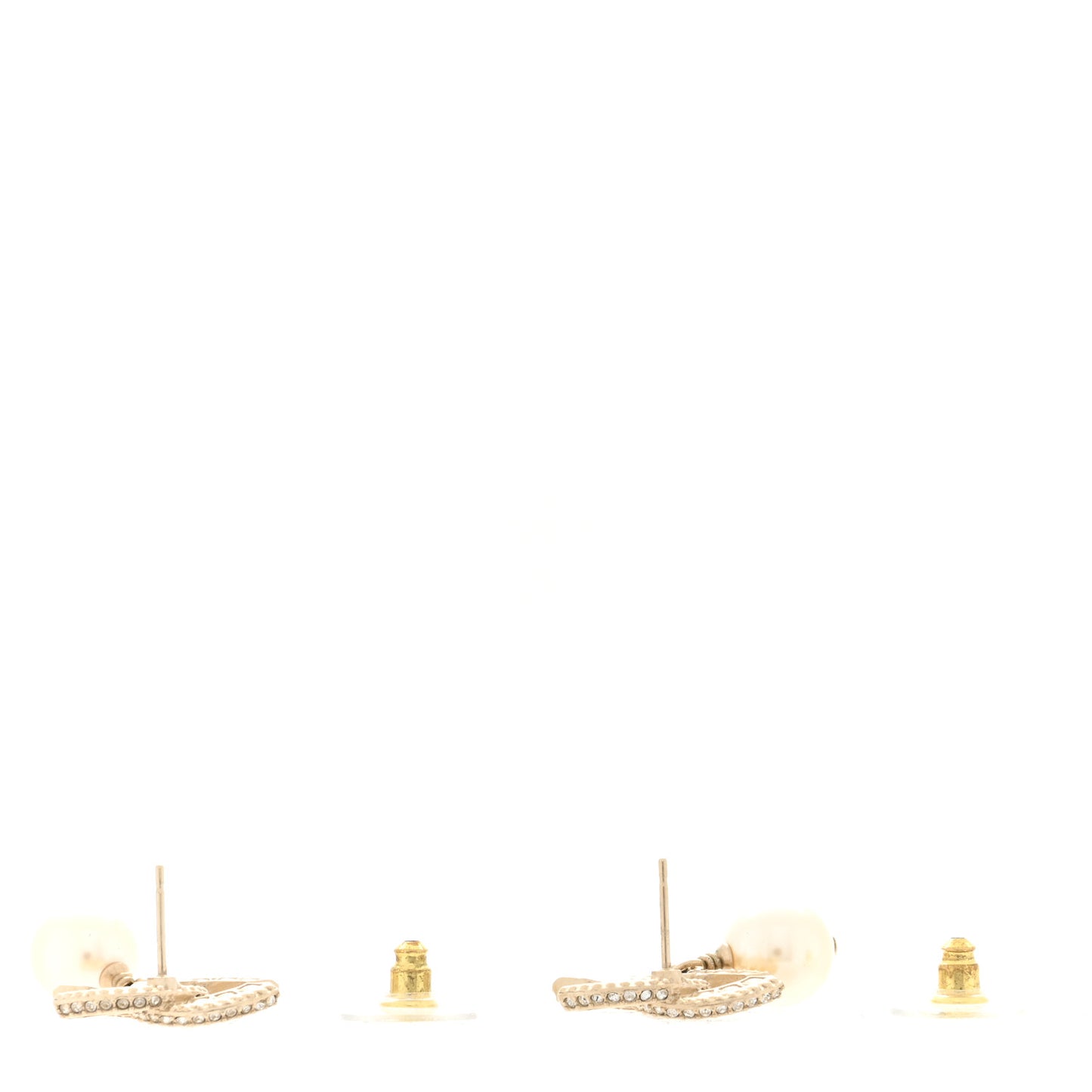 Crystal Timeless CC Pearl Drop Earrings Light Gold