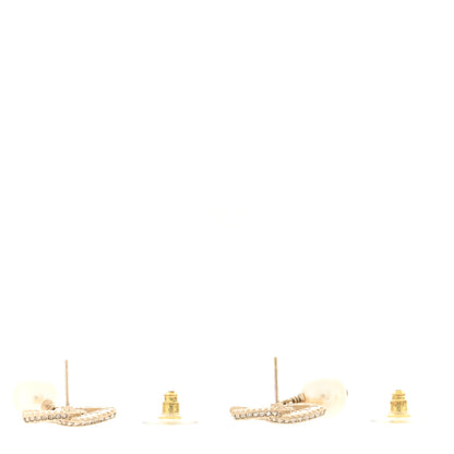 Chanel Crystal Timeless CC Pearl Drop Earrings Light Gold 3 of 4