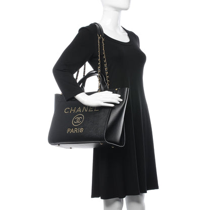Chanel Caviar Small Studded Deauville Tote Black 2 of 11