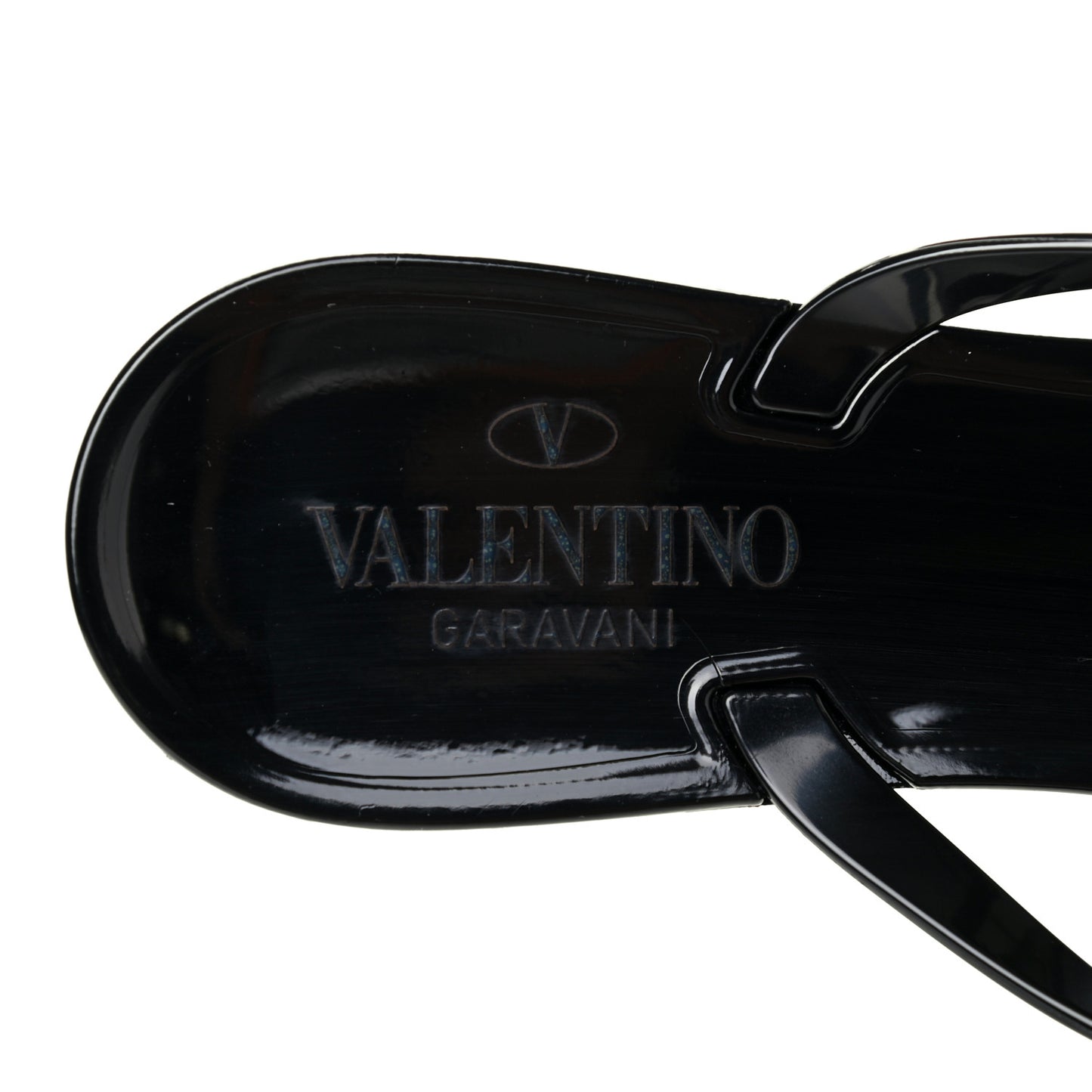 PVC Jelly Rockstud Bow Thong Sandals 40 Black