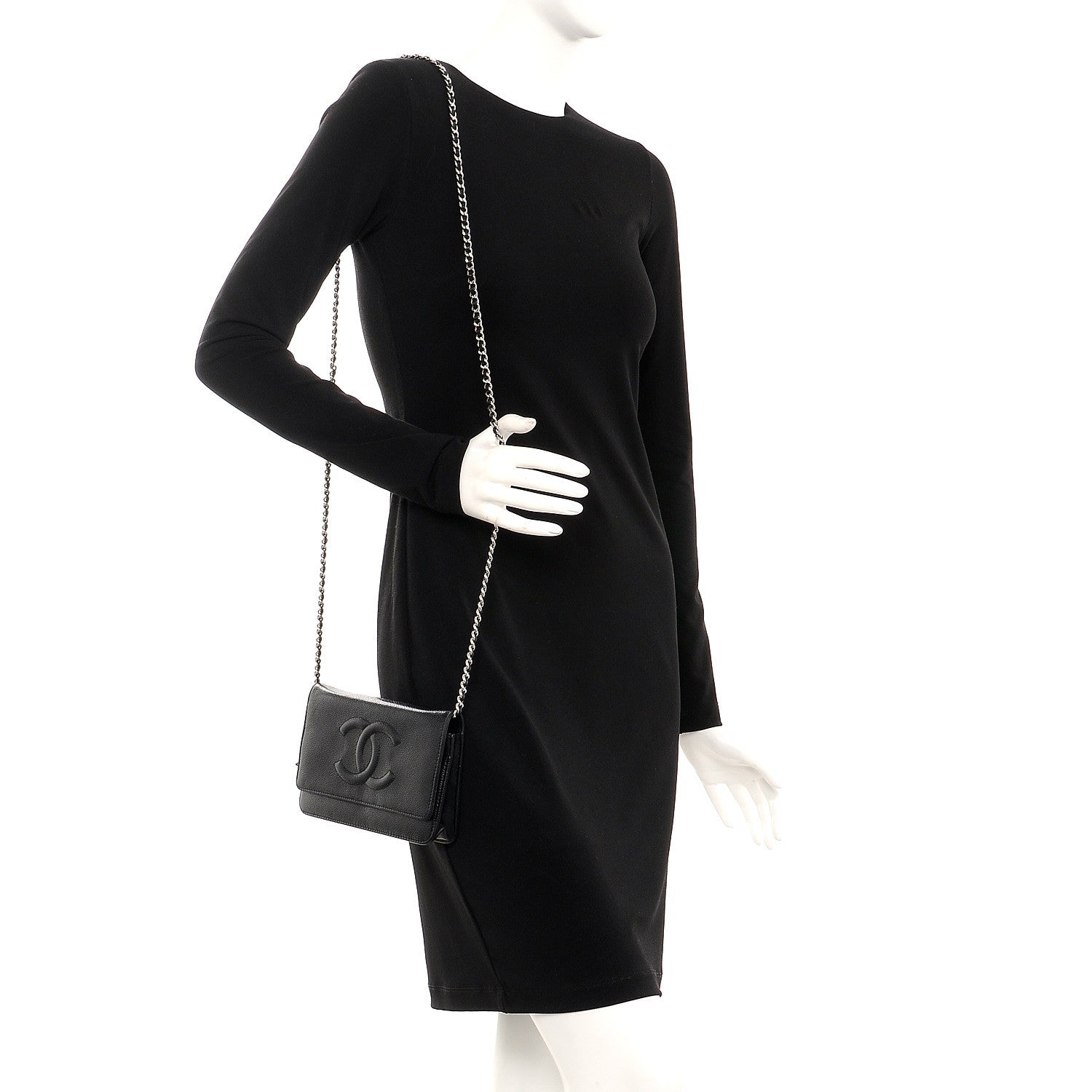 Chanel Caviar Timeless CC Wallet On Chain WOC Black 2 of 8