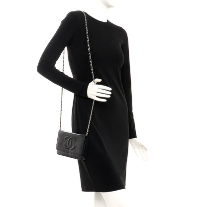 Chanel Caviar Timeless CC Wallet On Chain WOC Black 2 of 8