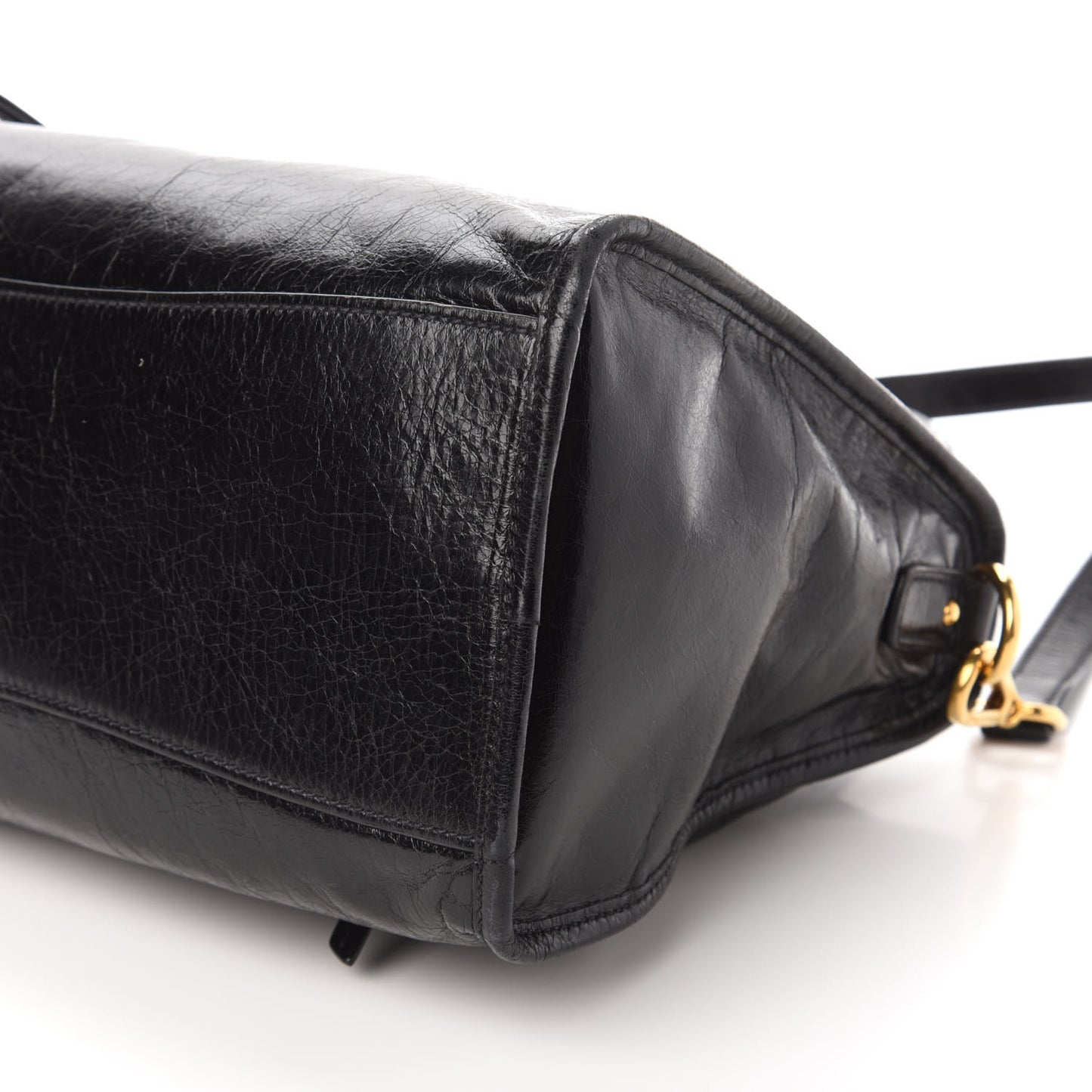 Vitello Shine Zip Tote Black
