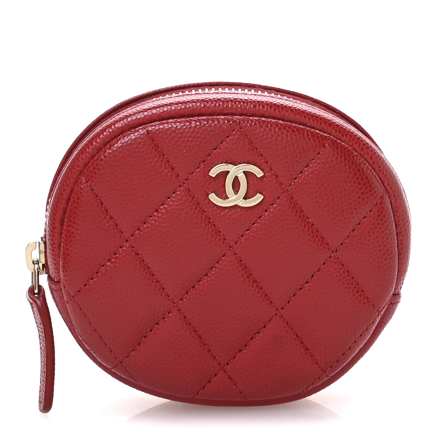 Caviar Quilted Zip Around Classic Coin Purse Red