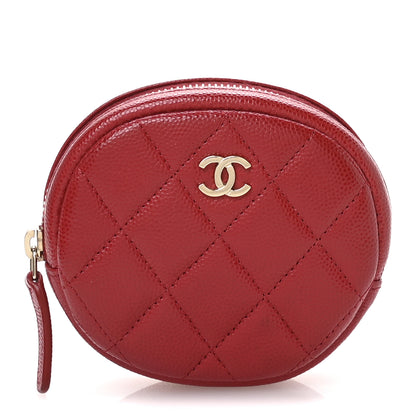 Chanel Caviar Quilted Zip Around Classic Coin Purse Red 1 of 8