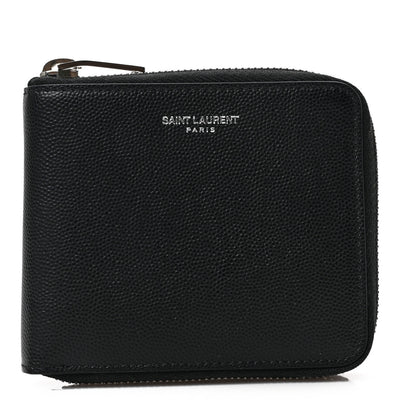 Saint Laurent Grain de Poudre Zip Around Wallet Black 1 of 6