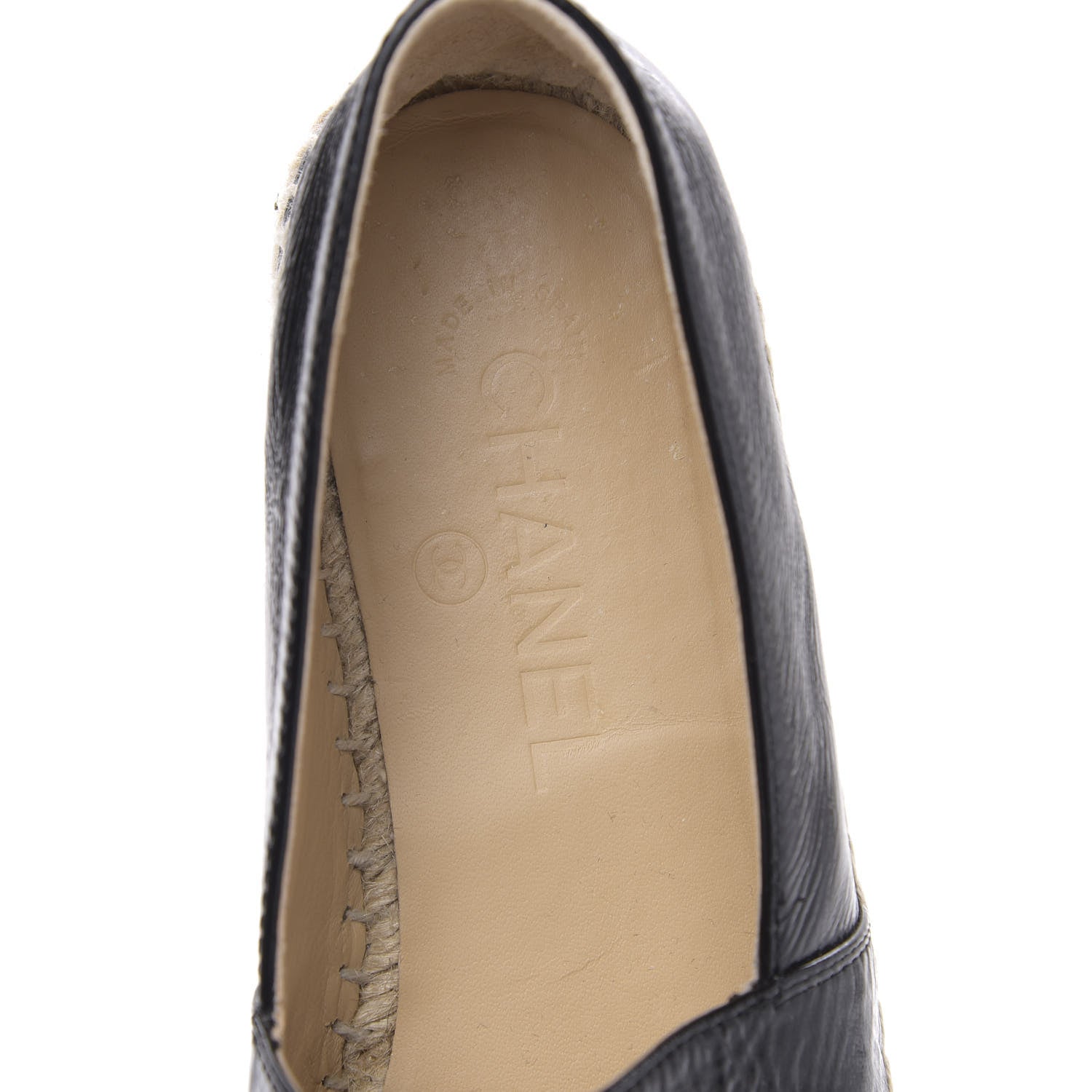 Chanel Patent Calfskin Metallic Goatskin CC Espadrilles 37 Black Silver 6 of 11